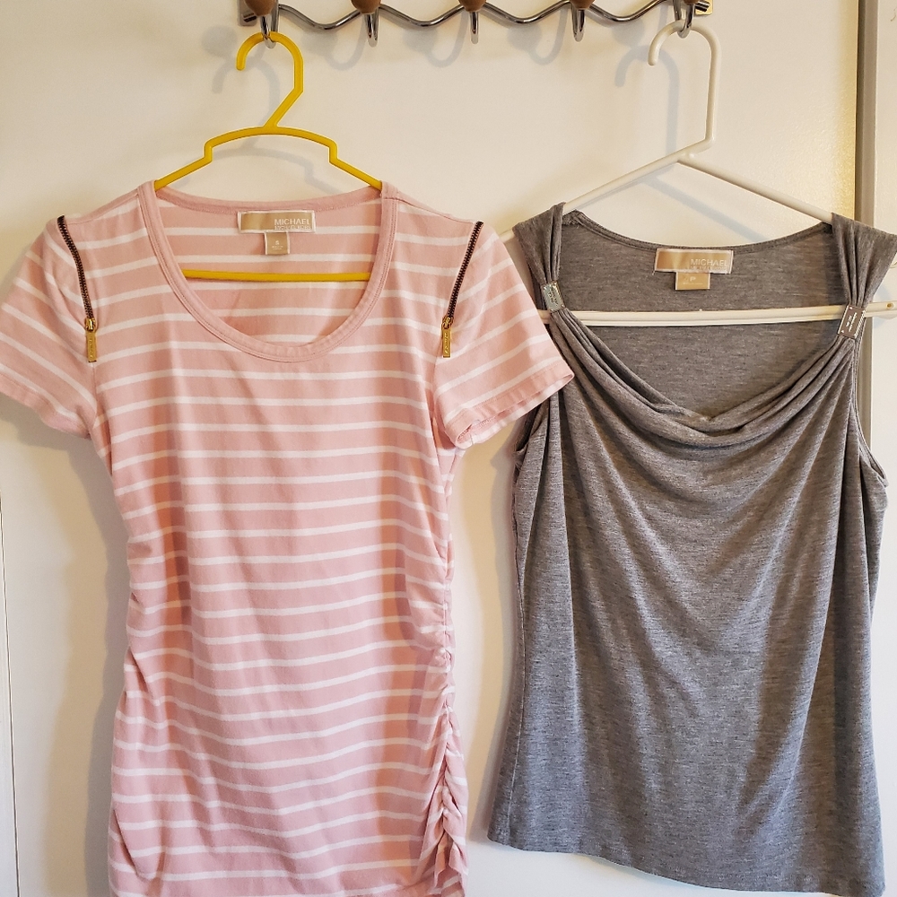 Michael Kors Gray Tank and Pink Stripe T-shirt
